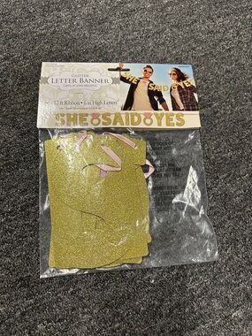 Glitter Letter Banner - "SHE SAID YES" Gold Letters